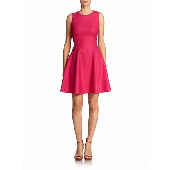 Michael Kors Dresses & Skirts - Michael Kors Collection Coral Pink Wool Sleeveless Fit & Flare Dress Size 2